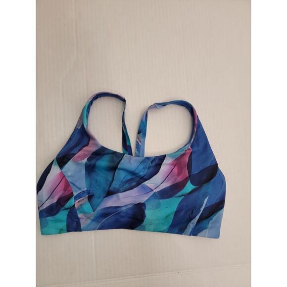 Athleta Crop Tank Top Womens Medium Removable Pads Sport Bra Multicolor - Picture 2 of 6